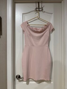 B Darlin Blush Pink Off-Shoulder Mini Dress / AA41